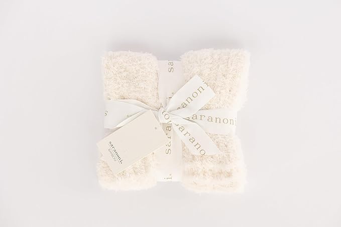 Saranoni Bamboni Luxury Throw Blanket | Oversized Super Soft Plush Home Decorative Comfy Blankets for Couch or Bed | Ivory - X-Large 60” x 80”