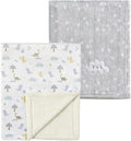 CREVENT 2Pcs 30''X40'' Cute Cozy Fluffy Warm Baby Blankets for Infants Toddlers' Bedding Crib Cot Stroller - Grey Cloud + Minky Dinosaur