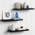 Forbena 24 Inch Long Black Floating Shelves for Wall, Large Wall Shelves for Living Room Decor Bedroom Books, Invisible Wall Mounted Shelves for Bathroom Office Closet TV Shoes - Set of 3