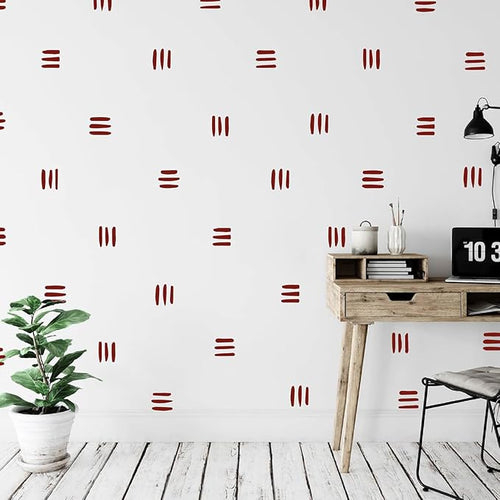 120pcs Modern Line Wall Stickers Boho Nursery Kids Living Room Scandinavian Home Décor Self-Adhesive Murals Vinyo DIY Gift YT5037 (Dark Red)