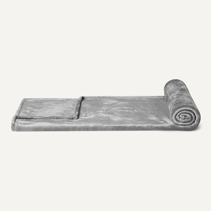 Amazon Basics Throw Blanket, Ultra-Soft Flannel Fleece Blanket, Lightweight Cozy for Couch Sofa Bedroom, Fade-Resistant Fabric, 50 x 60 Inches, Gray