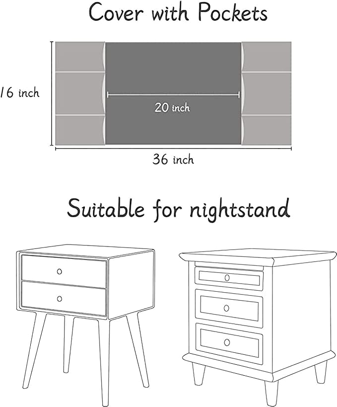 SIELUNO Nightstand Cover, Rectangle Bedside Tablecloth with Pockets and Tassel, Cotton Linen Waterproof Small Tablecloth TV Cabinet Washer Dryer Fridge Top Dust Cover-Coffee Stripes-16x36 Inch
