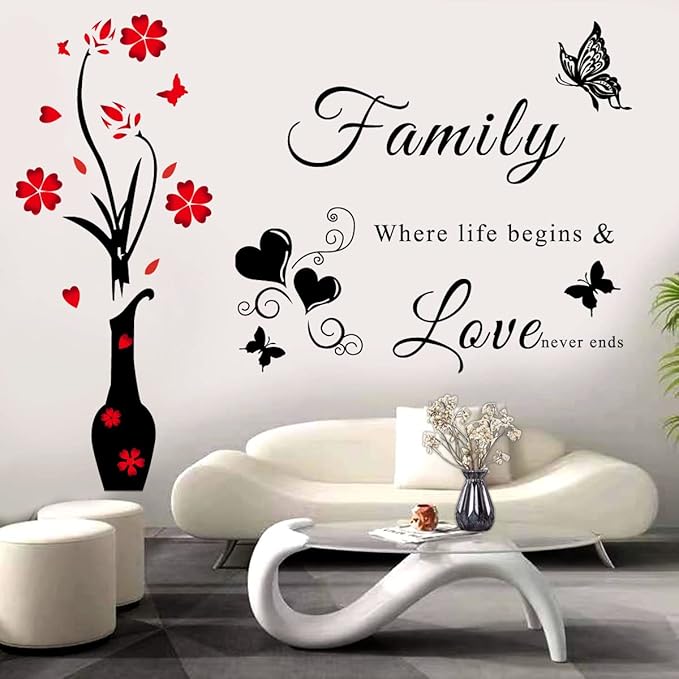 Family Letter Quotes Wall Stickers - Removable Vases & Murals for Living Room, Bedroom, Sofa Backdrop & TV Wall