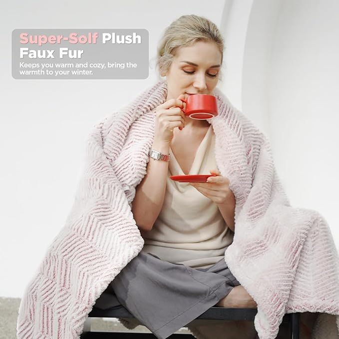 Heated Blanket Electric Blanket 50" x 60" - Cozy Soft Heated Throw with 5 Heating Levels & 3 Hours Auto Off,Machine Washable,ETL & FCC Certification(Frosty Pink)