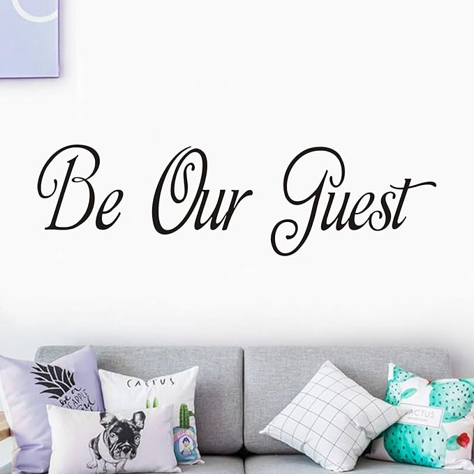 Inspirational Quotes Family Wall Stickers: Home Living Room Bedroom Vinyl Art Wall Decals - Kitchen Door Wall Decor - Be Our Guest 25" X 7"