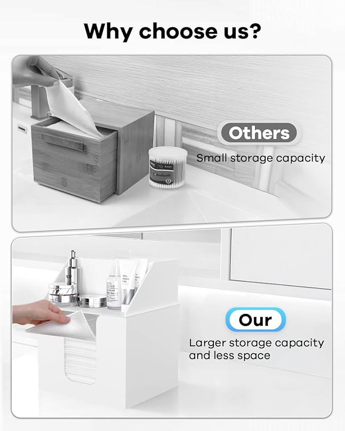 Disposable Facial Towels Storage Box Compatible with Clean Skin Club Clean Towel XL - Cotton Pads - Swabs Upgraded Double Layer Acrylic Storage Container Face Towel Holder (Matte White)
