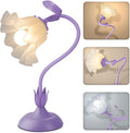 Women Bedside Table Lamps for Bedroom, Cute Flower Desk Lamp with Adjustable Flexible Gooseneck, 3 Color Temperatures Nightstand Lamp with E26 LED Bulbs, Floral Lamp for Living Room, Office,Reading