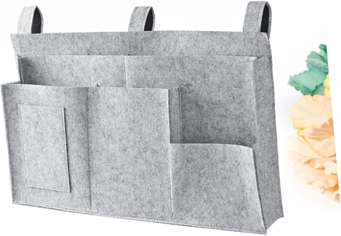 ABOOFAN Felt Fabric Storage Bag Hanging Organizer for Bedside Dorm Car Capacity Compartments for Phone Chargers Snacks Books Mesh Design