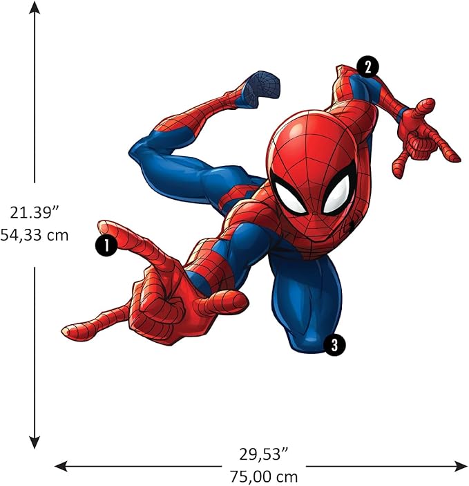 RoomMates RMK5168GC Spider-Man Growth Chart Giant Peel and Stick Wall Decals, Red, Blue