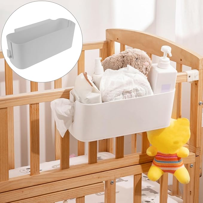 DOITOOL Bedside for Dorm, Plastic Hanging Organizer with Side Hooks, Bedside Shelf for Phone Glasses Bottle Office Supplies in Dorm Room RV, Bunk and Rails