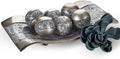 Creative Scents Schonwerk Silver Decorative Centerpiece Bowl with 6 Matching Orbs- Coffee Table Decor with Resin Sphere Balls for Living Room Dining Room Table - Decorations for Home Decor
