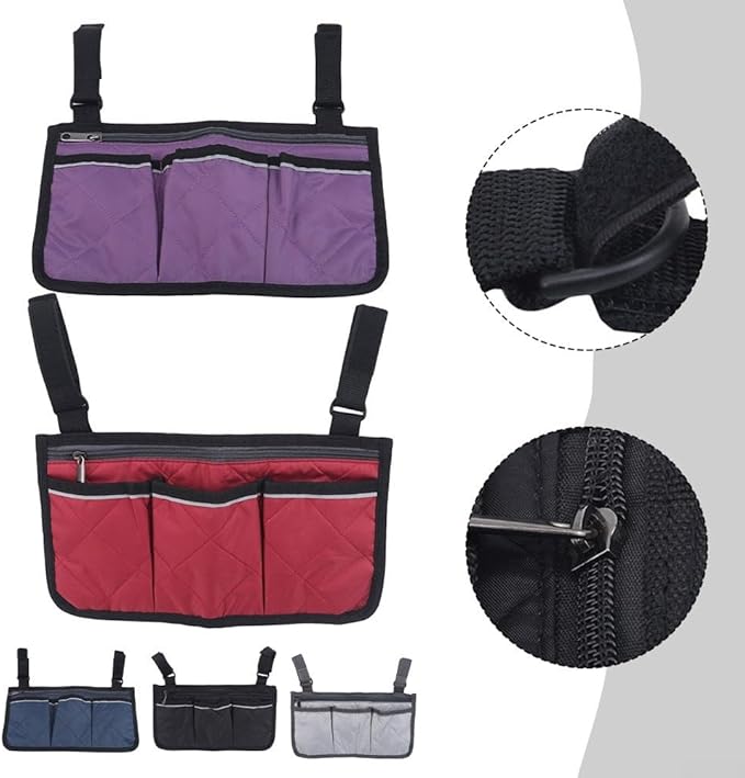 Camping Armrest Storage Bag, Chair Armrest Organizer, Car Seat Hanging Bag, Extended Back Buckle Canvas Beach Chair StorageBag, Side HangingBag For Bedside/Outdoor/Beach/Camping(purple)