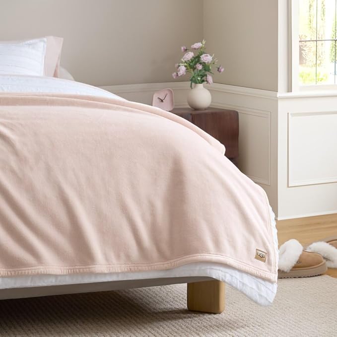 UGG Coco Queen Fleece Blanket for Bed – Luxury Room Decor, Plush & Warm Queen Blanket for Bed, Gifts for Teens and Women, 90" x 92", Pink Himalayan Salt