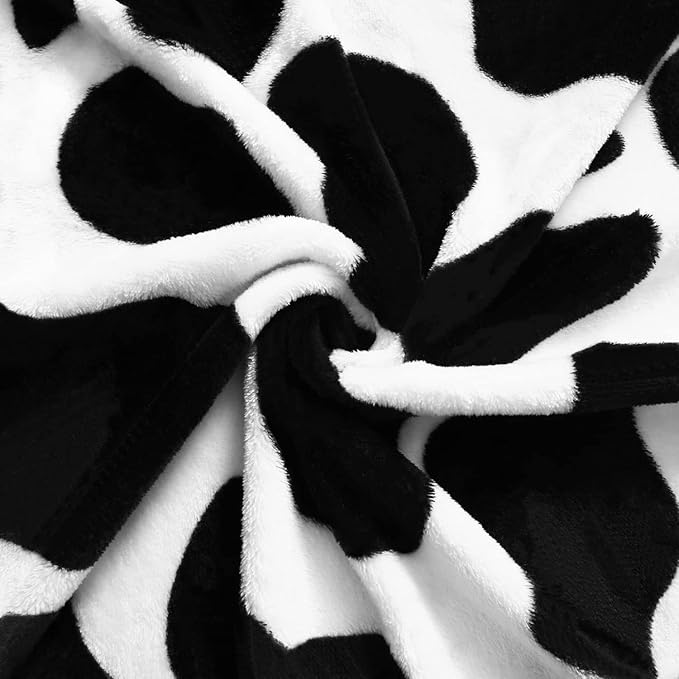 MACEVIA Flannel Fleece Cute Blanket for Couch, Black Cow Print Blankets, Fuzzy Cozy Comfy Super Soft Fluffy Plush Cute Cow Blanket for Bed Sofa 260GSM, Suitable for All Seasons (Dairy Cow,40x50inches)