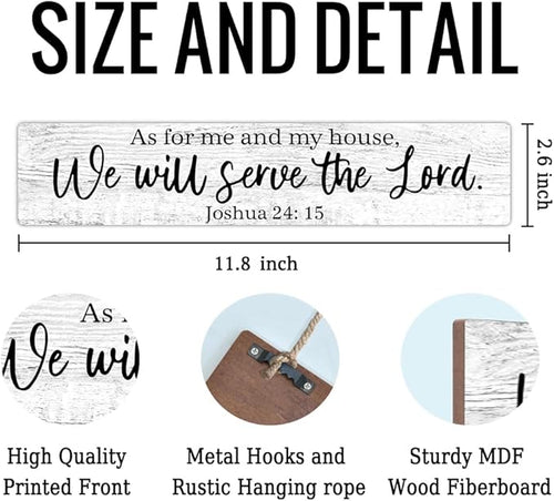 AGMDESIGN As for Me And My House We Will Serve The Lord Bible Verse Wood Sign, Christian Declaration Decor for Prayer Room Church, Faith-Based Wall Decor, Christian Jesus Hanging Wooden Plaque