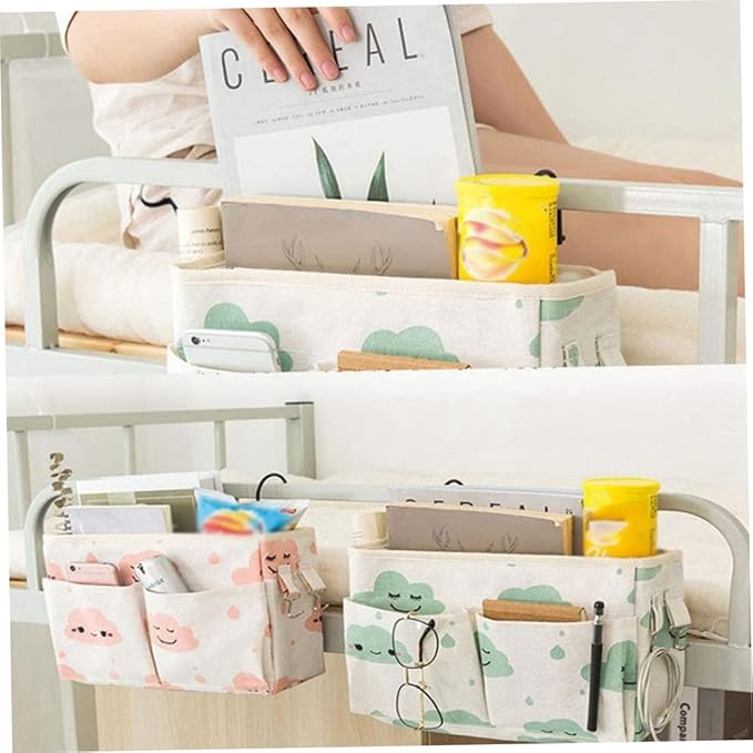 Bedside Hanging Organizer Bunk Bed Storage Hanger Bag Pocket Dormitory Bed Caddy - Green.
