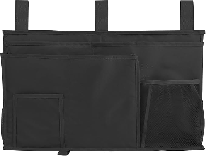 Joyfulife Bedside Caddy - Bunk Bed Organizer, Hanging Storage Bag with 8 Pockets for Dorm Rooms, Hospital Beds, Camping - Black