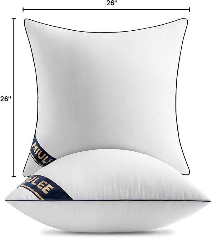 MIULEE 26x26 Euro Pillow Inserts Set of 2 Throw Pillows 26 Inch Premium Down Alternative Pillow Inserts Decorative Pillow Stuffer for Sofa, Couch (26x26 inch, Set of 2)