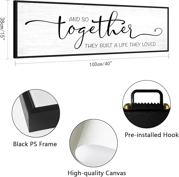YPY And So Together They Built A Life They Loved Wall Decor 40''x15'' Couples Master Bedroom Over The Bed Wall Decor Sign Pictures Large Bedroom Wall Art Above Bed Farmhouse Quotes