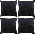 GIGIZAZA Decorative Throw Pillow Covers 16 x 16, Black Soft Pillow Covers Velvet,Set of 4 Decor Square Cushion Covers