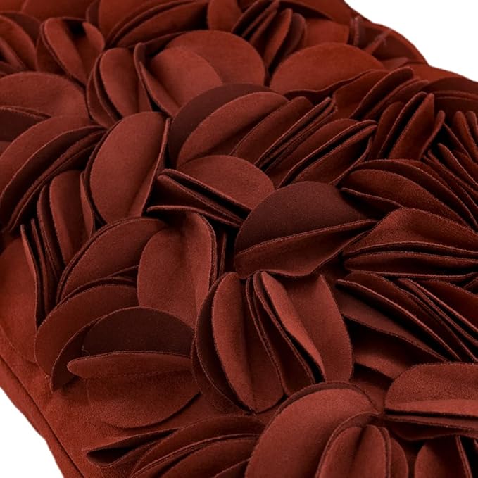KINGROSE Handmade 3D Flower Soft Home Decorative Throw Pillow Case Rectangle Cushion Cover for Sofa Couch Chair Bed 12 x 20 Inches Solid Suede Rust Red