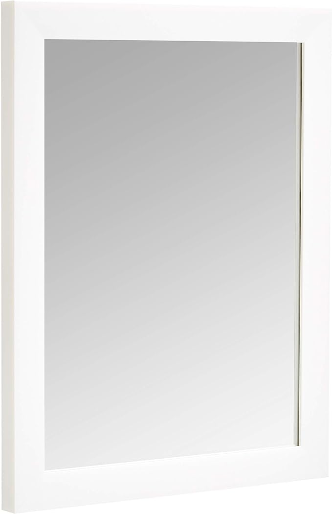 Amazon Basics Rectangular Wall Mount Mirror for Bedroom, Living Room, Entryway, Standard Trim, 16" x 20", White