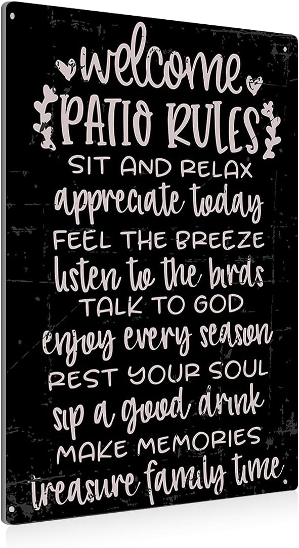 BEASTZHENG Vintage Welcome Porch Rules Sign Metal Tin Sign Wall Decor - Retro Sign for Home Porch Decor Gifts - 8x12 Inch