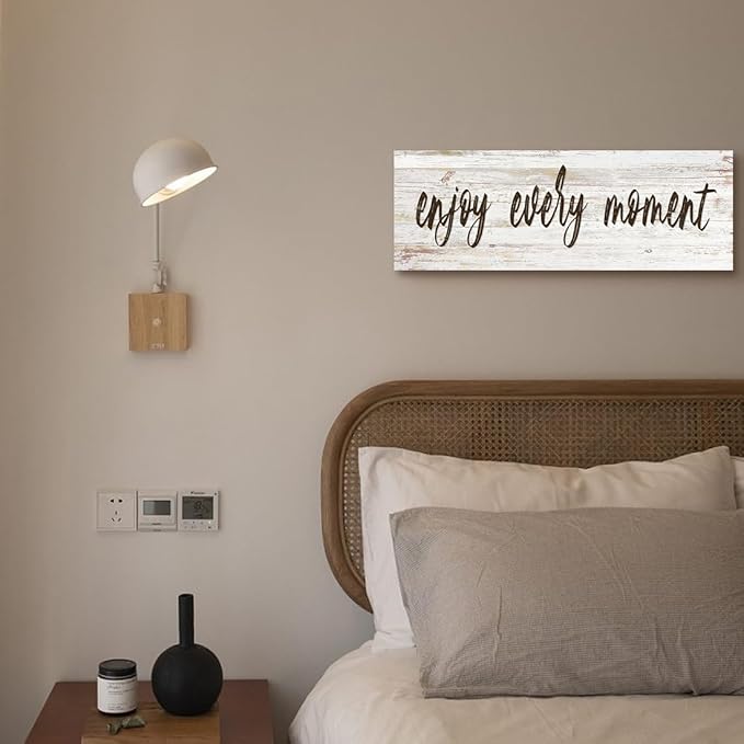 Inspirational Wall Art - Enjoy Every Moment - Sayings Quote Poster Motto Canvas Prints Motivational Home Wall Art Decor Sign 6" x17"