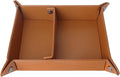 LUCKYCOIN Valet Tray Desktop Storage Organizer,Vegan Leather Jewelry Tray,Removable 2 Compartments Catchall Bedside Vanity Nightstand Caddy Holder Desk Storage Plate 12.6 in - Brown