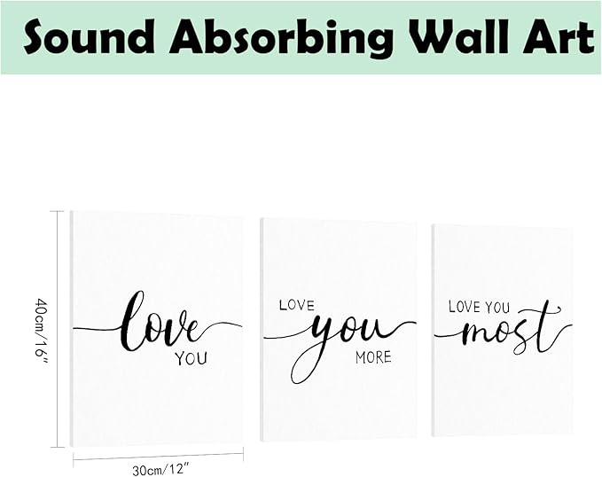 Love You More Wall Art: 3 Piece Romantic Minimalist Art Bedroom Decor Above Bed 12"x16", Farmhouse Love Quotes Signs for Couples, Modern Master Bedroom Decor