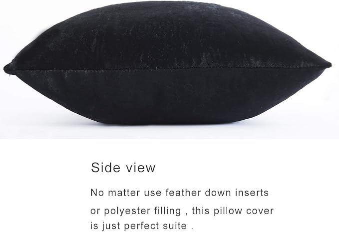 GIGIZAZA Black Velvet Decorative Throw Pillow Covers Cushion Cover Set of 4 Yellow Luxury Pillow Cases for Sofa (18x18inch(45x45cm)-4pcs, Black)