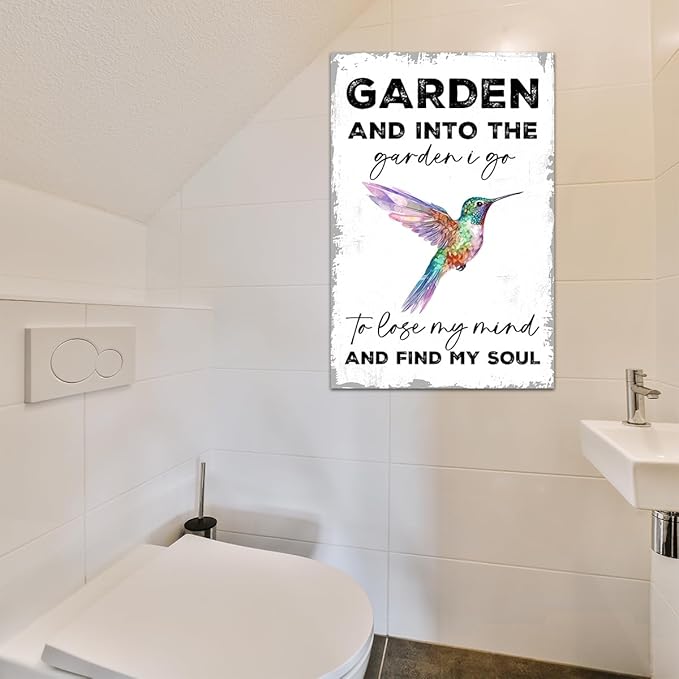 Garden Signs Gifts Vintage Gardening Metal Tin Signs Into The Garden To Lose My Mind for Home Garden Greenhouse Living Room Bedroom Yard Cottage Outdoor Decor 8X12 Inch
