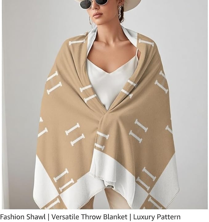 h Blanket Soft Throw Blanket Faux Fleece Cashmere Plaid Warm Shawl Thick Knitted Plush Cozy Comfy for Women Throw Blanket for Sofa Couch Bed Queen King Size 55x66 in (Khaki-2)