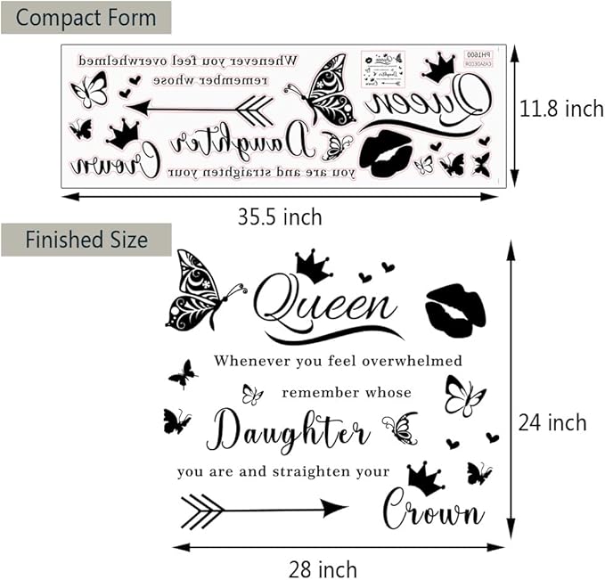 Wall Sticker Room Decor Vinyl Wall Decals Sayings Art Lettering Wall Stickers & Murals Queen Inspirational Wall Decor Sticker for Teen Girls Bedroom Living Room Wall Quotes Stickers Home Decorations.