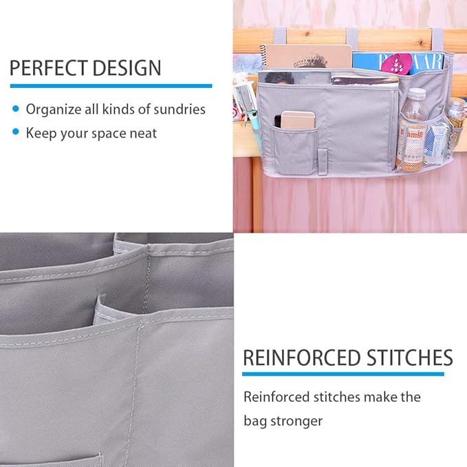 Bedside Storage Organizer, 8 Pockets Hanging Storage Bag Organizer Holder,2019 Bedside Caddy for Bunk Dorm Rooms & Hospital Bed Rails（Green） (YUNDA118)