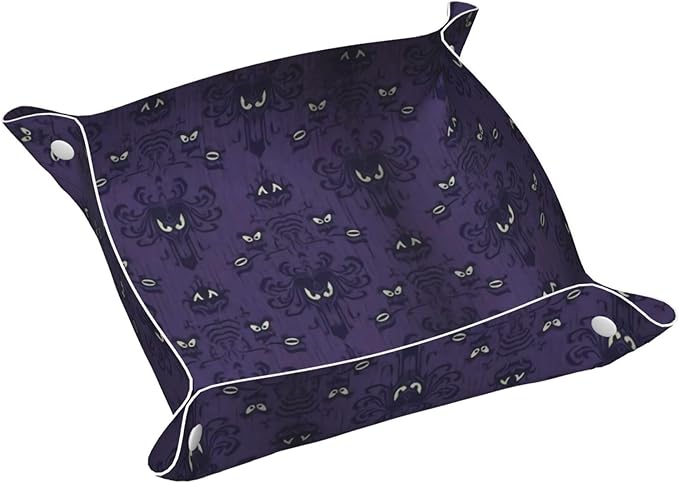 Haunted Mansion Leather Vanity Tray Desktop Storage Organizer, Decorative Catchall Perfume Tray, Bathroom Valet Tray,Nightstand Caddy Holder for Keys Phone Wallet Coin Jewelry, S