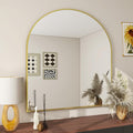BEAUTYPEAK 32"x34" Arch Bathroom Mirror, Wall Mounted Vanity Metal Frame Mirror for Bedroom, Entryway, Living Room, Gold