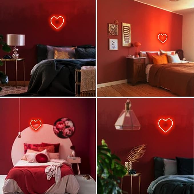Red Heart Neon Sign, Battery Operated or USB Powered Neon Heart Lights for Valentines Day Decoration, Valentines Gifts for Wife Wedding Proposal Anniversary Mother's Day Girls’ Room Table Wall Decor
