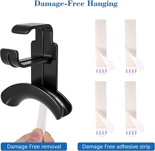 2 Pack CPAP Hose Holder for Bed, CPAP Tube Holder Compatible with CPAP Hose & Headgear Storage, Bedside CPAP Hook for CPAP Organization with 4 Removable Strips（2 Black）