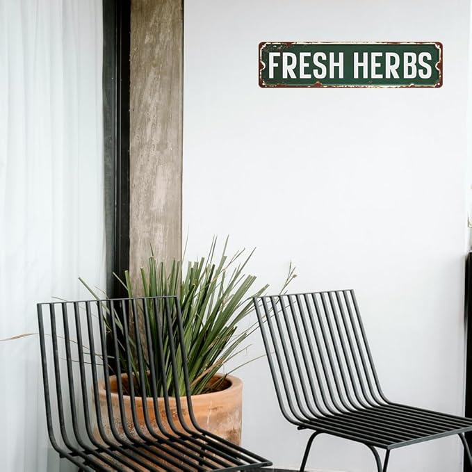 Fresh Herbs Sign Herb Garden Signs Vintage Tin Metal Signs For Home Kitchen Garden Farmhouse Wall Decor 16x4 Inches