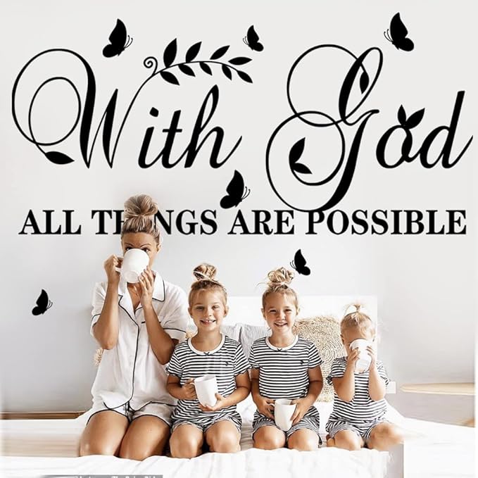 with God All Things are Possible Wall Stickers InspirationalDecal Vinyl Decals Motivational Office Decor Quote Wall Art Vinyl Wall Decal Living Bed Room School Words Saying