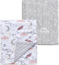 CREVENT 2Pcs 30''X40'' Cute Cozy Fluffy Warm Baby Blankets for Infants Toddlers' Bedding Crib Cot Stroller - Grey Cloud + Minky Feather