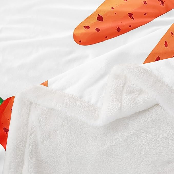 Carrot Sherpa Blanket Twin 60"x80" Vegetables Fleece Bed Blanket Funny Food Theme Plush Blanket Throw for Kids Boys Girls Cartoon Pattern Fuzzy Blanket Child Bedroom Decor Sofa Decor Green Orange