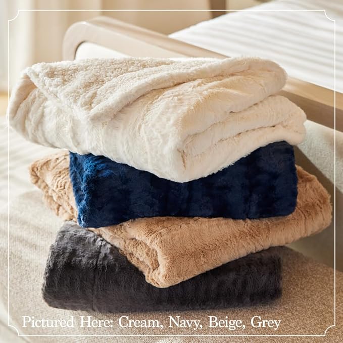 The Connecticut Home Co Throw Blanket for Couch, Soft Fluffy Room Decor, Cozy Warm Throws for Bed, Couches, Gifts for Women, Bedroom Cute Aesthetic Blankets Faux Fur and Sherpa, 65x50, Purple