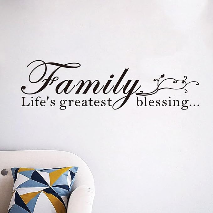 Motivational Home Wall Decals for Bedroom: Family Inspirational Quotes Vinyl Art Wall Stickers for Living Room Kitchen Apartment Bathroom - Family Life's Greatest Blessing 35" X 9.8"