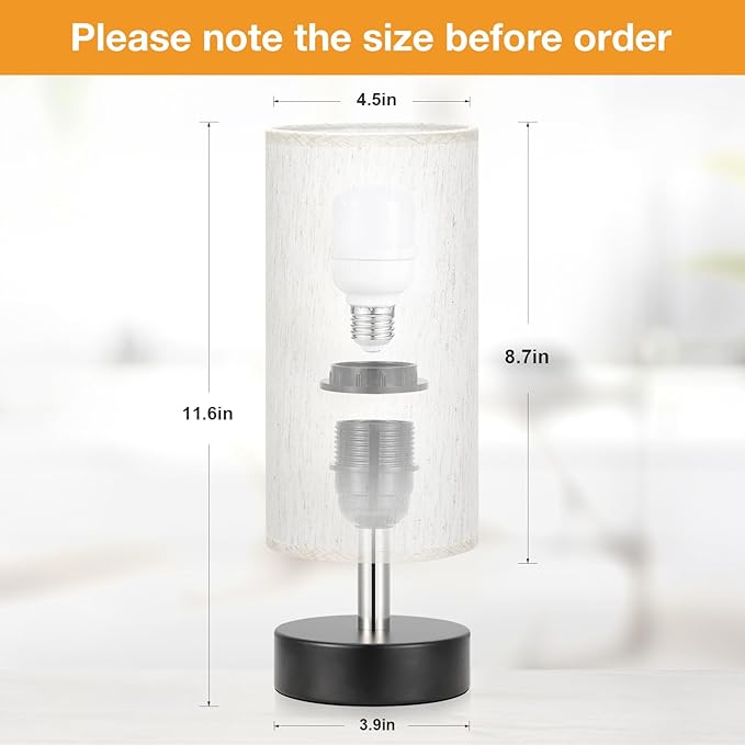 Small Table Lamp with LED Bulb - 3 Color Temperatures for Bedroom, Nightstand, Minimalist Night Stands, Desk, Kids, Living Room, Office, Dorm