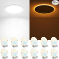 Amico 12 Pack 8 Inch 5CCT LED Recessed Ceiling Light with Night Light, 2700K/3000K/3500K/4000K/5000K Selectable Ultra-Thin Recessed Lighting, 18W=120W, 1600LM, Dimmable Canless Wafer Downlight ETL&FCC