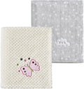 CREVENT 2Pcs 30''X40'' Cute Cozy Fluffy Warm Baby Blankets for Infants Toddlers' Bedding Crib Cot Stroller - Grey Cloud + Butterfly