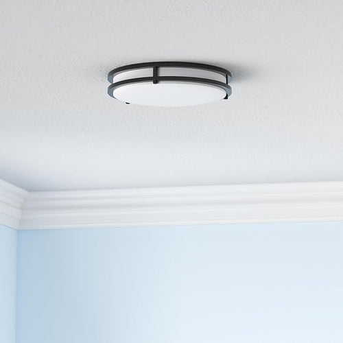 2-Pack 36W LED Flush Mount Ceiling Lights, 3200LM Black Ceiling Light Fixtures, 5 Color in One (2700K/3000K/4000K/5000K/6500K), 12'' Modern Round Ceiling Lamp for Kitchen Hallway Stairwell Offices