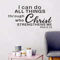 Bible Verse Wall Stickers for Bedroom: Christian Quotes Inspirational Living Room Bathroom Vinyl Art Wall Decals - I Can Do All Things Through 21" X 11"